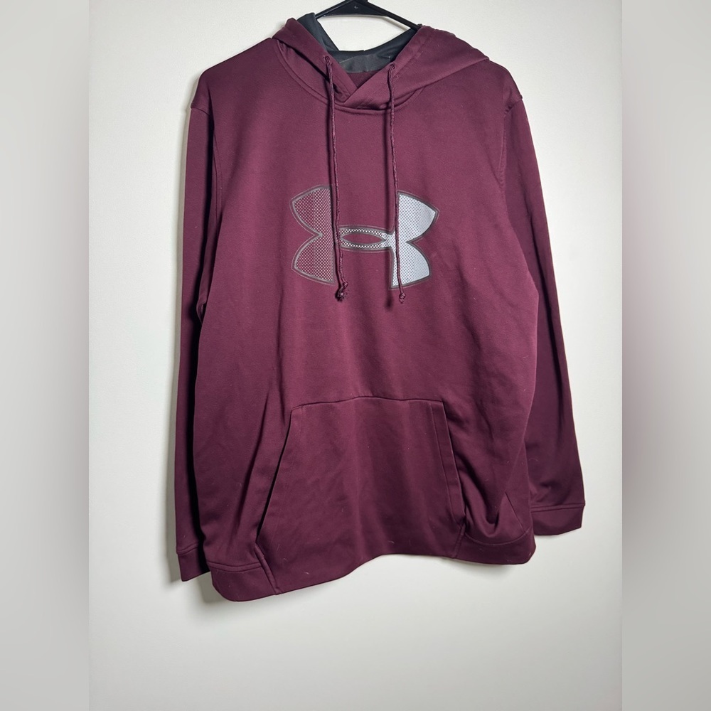 Under Armour Maroon Hoodie XL Loose Fit Pullover Sweatshirt Logo